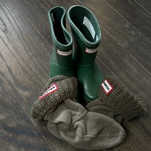 Hunter Green Kids Boots with Socks